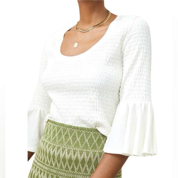 🔥ANTHROPOLOGIE! FOSTER BELL TOP! GORGEOUS IVORY, 3/4 BELL SLEEVES! BOHO! - Picture 4 of 16